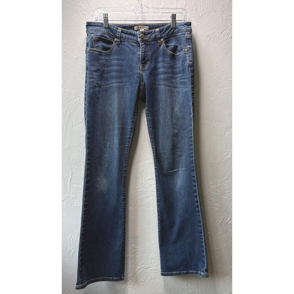 CAbi Women’s Blue Denim Jeans Medium Wash Bootcut 5-Pocket Button Zip Sz 6